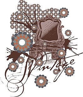 印花矢量圖 樹 花 文字 英文 免費素材