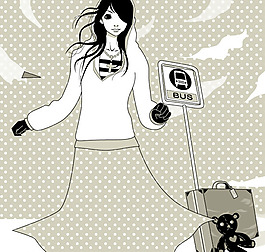 位圖 人物 少女 色彩 黑白色 免費素材