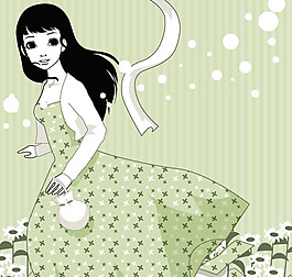 位圖 人物 少女 色彩 綠色 免費(fèi)素材
