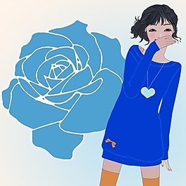 位圖 人物 少女 色彩 藍色 免費素材