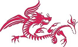 印花矢量圖 動物 龍 紅色 單色 免費(fèi)素材