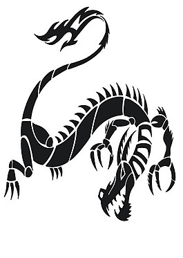 印花矢量圖 動(dòng)物 龍 單色 黑色 免費(fèi)素材
