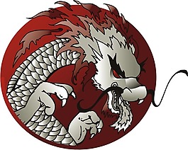 印花矢量圖 動(dòng)物 龍 紅色 灰色 免費(fèi)素材