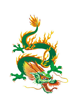 印花矢量圖 動物 龍 綠色 黃色 免費素材