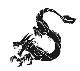 印花矢量圖 動(dòng)物 龍 單色 黑色 免費(fèi)素材