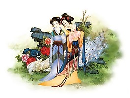位圖 動物 孔雀 人物 女人 免費(fèi)素材