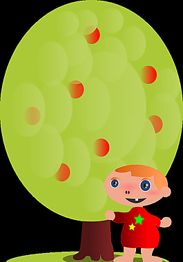 紅色水果樹(shù)和一個(gè)嬰兒