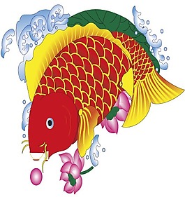 印花矢量圖 動(dòng)物 魚(yú) 色彩 紅色 免費(fèi)素材