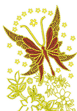 繡花 動(dòng)物 蝴蝶 植物 花草 免費(fèi)素材
