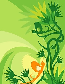 印花矢量圖 色彩 花紋 黃色 綠色 免費素材