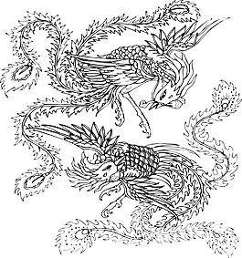 印花矢量圖 動(dòng)物 鳥(niǎo)類 鳳凰 吉祥 免費(fèi)素材