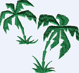 繡花 植物 椰子樹 色彩 綠色 免費(fèi)素材