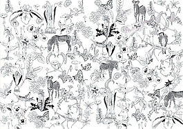 位图 插画 动物园 花卉 色彩 免费素材