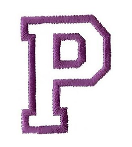 繡花 文字 英文 紫色 P 免費素材