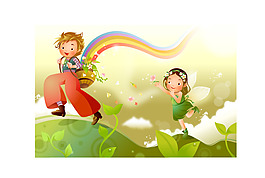 印花矢量图 人物 青年 天使 少女 免费素材