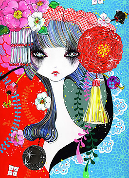 位圖 插畫 人物 少女 花朵 免費(fèi)素材