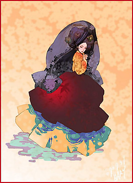 位圖 插畫 人物 少女 民族 免費素材