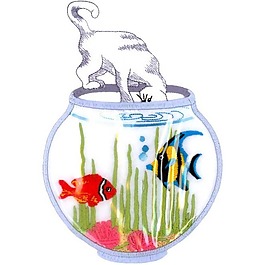 繡花 動物 貓 魚 植物 免費素材
