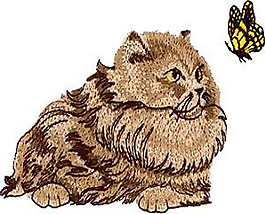 绣花 动物 猫 蝴蝶 色彩 免费素材