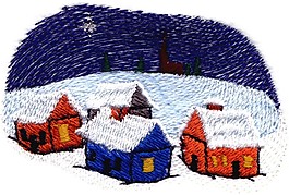 绣花 房子 雪地 色彩 蓝色 免费素材