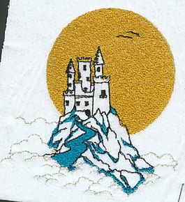 繡花 建筑古堡 山 色彩 白色 免費素材