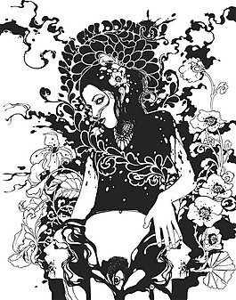 位圖 插畫 人物 女人 色彩 免費素材