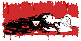 位圖 插畫 人物 少女 酒杯 免費(fèi)素材