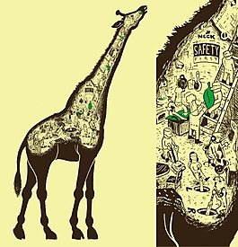 位圖 插畫 動(dòng)物 長(zhǎng)頸鹿 色彩 免費(fèi)素材