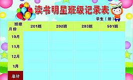 讀書明星記錄表圖片