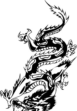 印花矢量圖 動物 龍 色彩 黑白色 免費素材