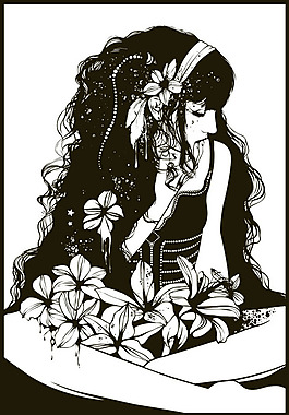 位圖 插畫 人物 少女 色彩 免費素材