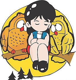 位圖 可愛卡通 貓頭鷹 卡通人物 免費(fèi)素材