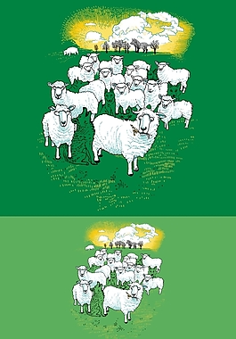位圖 插畫 動物 羊 草原 免費素材