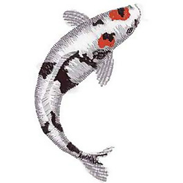 繡花 鯉魚 黑色 白色 橘黃色 免費素材