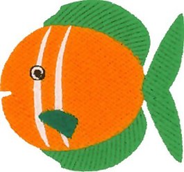 繡花 魚類 綠色 橘黃色 免費素材