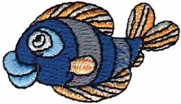 繡花 魚類 青色 藍色 免費素材