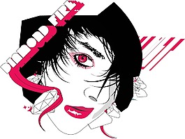 印花矢量圖 人物 少女 女人 色彩 免費素材