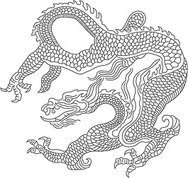 印花矢量圖 動物 龍 色彩 黑白色 免費素材