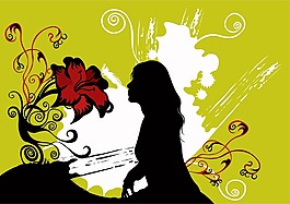 印花矢量圖 人物 女人 草 花 免費(fèi)素材