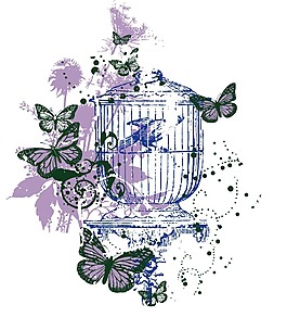 印花矢量圖 動物 昆蟲 蝴蝶 花 免費素材