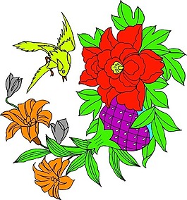 印花矢量图 传统图案 动物 鸟类 优雅植物 免费素材