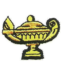 繡花 色彩 黑色 黃色 神燈 免費素材