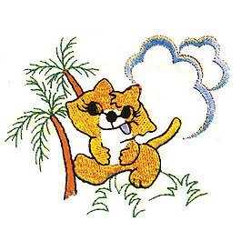 繡花 動物 貓 植物 樹 免費素材