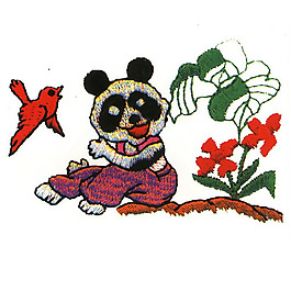 繡花 動(dòng)物 熊貓 植物 花 免費(fèi)素材
