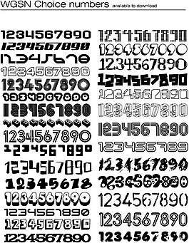 印花矢量圖 文字 數(shù)字 色彩 黑白色 免費(fèi)素材