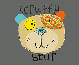 印花矢量圖 卡通動(dòng)物 熊 文字 英文 免費(fèi)素材