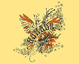 印花矢量圖 文字 英文 樹 草 免費(fèi)素材