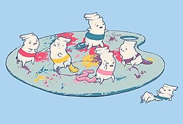 位圖 可愛(ài)卡通 顏料 色彩 紅色 免費(fèi)素材