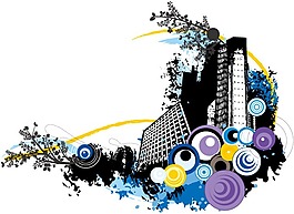 印花矢量圖 建筑 高樓 色彩 黃色 免費(fèi)素材