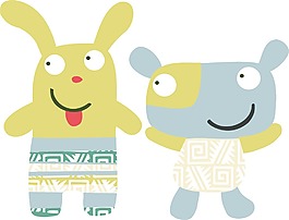 印花矢量圖 動(dòng)物 兔子 文字 免費(fèi)素材